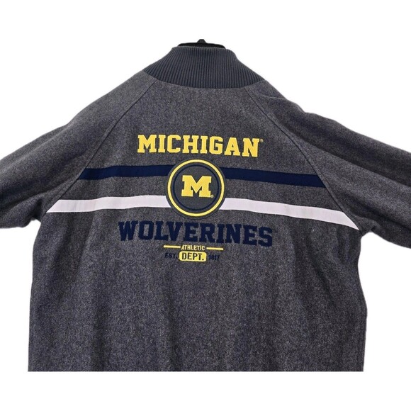 Michigan Wolverines Jacket Mens Medium Gray NCAA College Varsity Wool Letterman - Picture 3 of 16